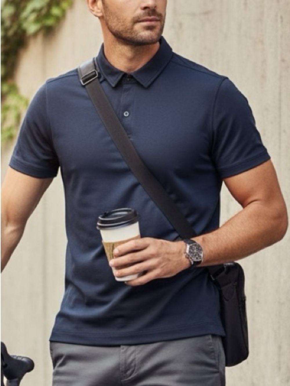 LULULEMON ATHLETICA Propel Dark Blue Performance Polo - Picture 3 of 5